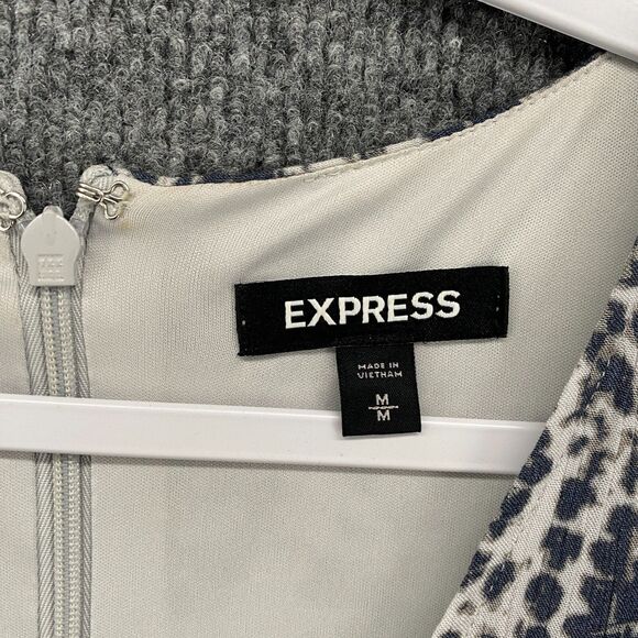 Express Dress Womens M Gray Print V-Neck Hi Low Ladies Cottagecore Boho Peasant - Picture 8 of 12